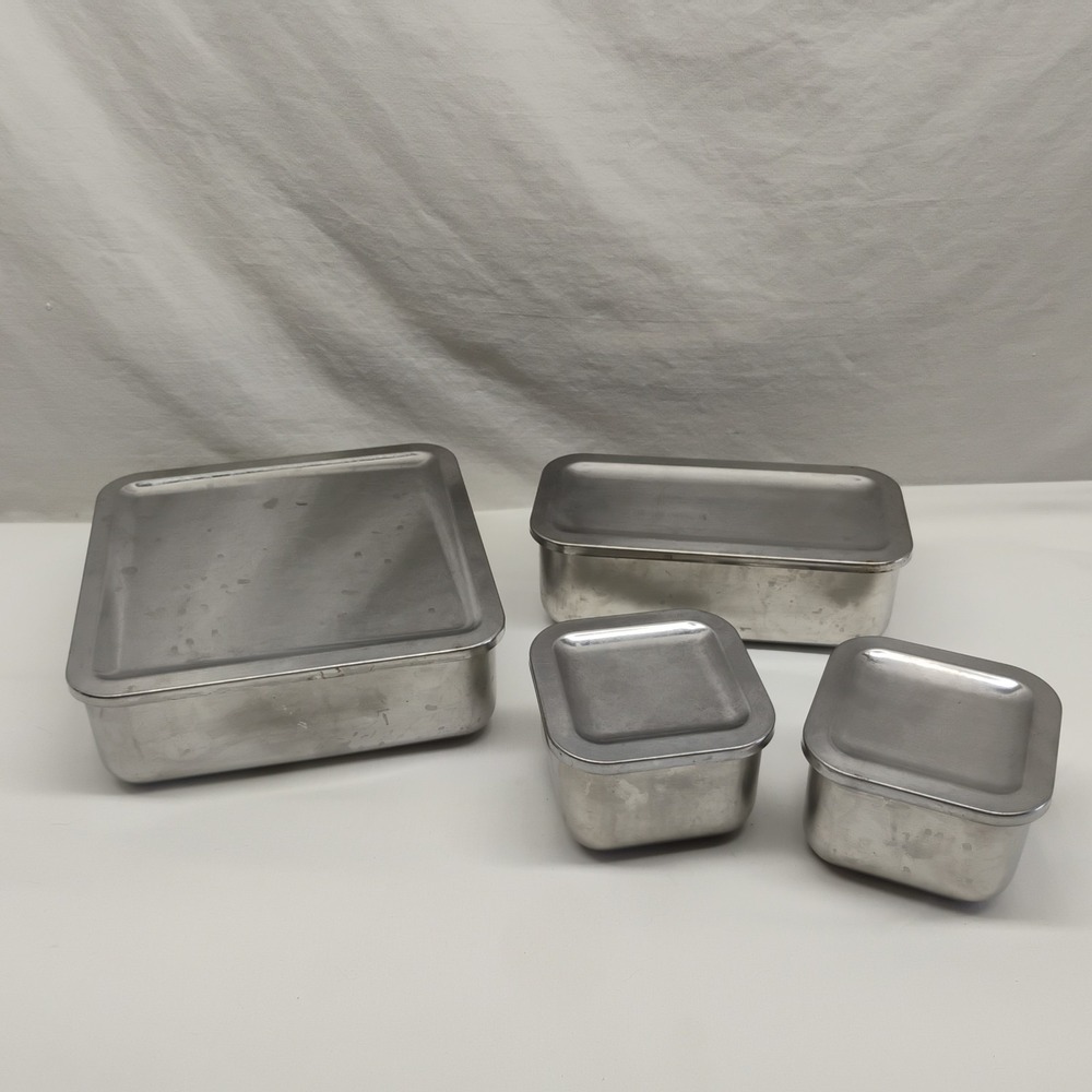 Vintage Stainless Steel Revere Ware Refrigerator Containers Set 4 Dishes & Lids